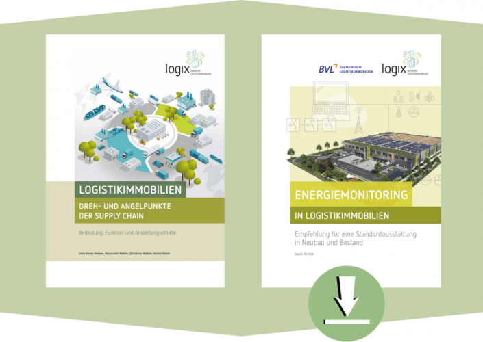 Cover Publikationen zu Logistikimmobilien und Nachhaltigkeit